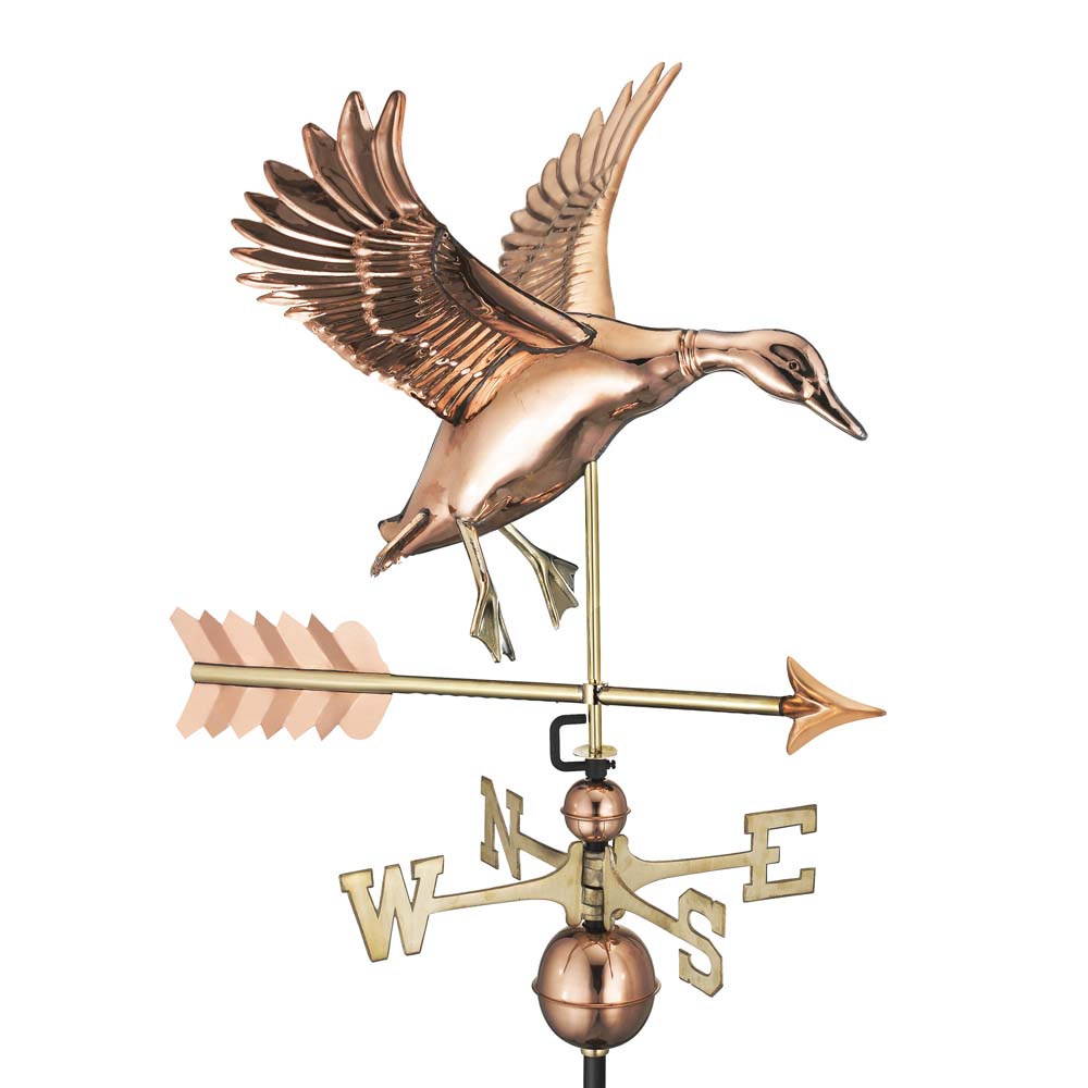 Landing Duck with Arrow Weathervane - Pure Copper