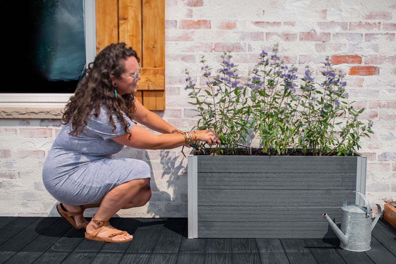 Urbana Small Parklette Planter with flowers