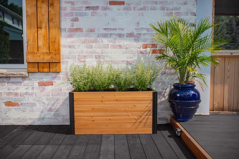 Mezza Small Parklette Planter with plants